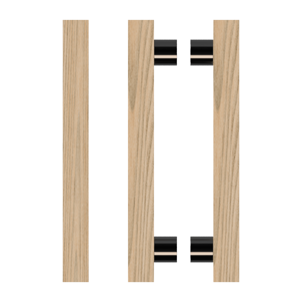 Pair T07 Timber Entrance Pull Handle, Tasmanian Oak, Back to Back Pair, CTC1000mm, H1200mm x 40mm x 40mm x Projection 85mm, Coated in Hard Wax (accentuates rich colours) in Tasmanian Oak / Satin Anodised Gun Metal