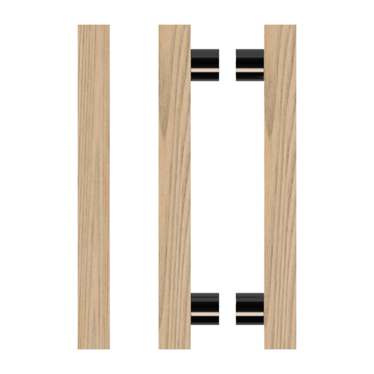 Pair T07 Timber Entrance Pull Handle, Tasmanian Oak, Back to Back Pair, CTC1000mm, H1200mm x 40mm x 40mm x Projection 85mm, Coated in Hard Wax (accentuates rich colours) in Tasmanian Oak / Satin Anodised Gun Metal