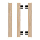 Pair of T07 Timber Pull Handles in Victorian Ash by Style Finish Doorware, showcasing natural wood grain and sleek design