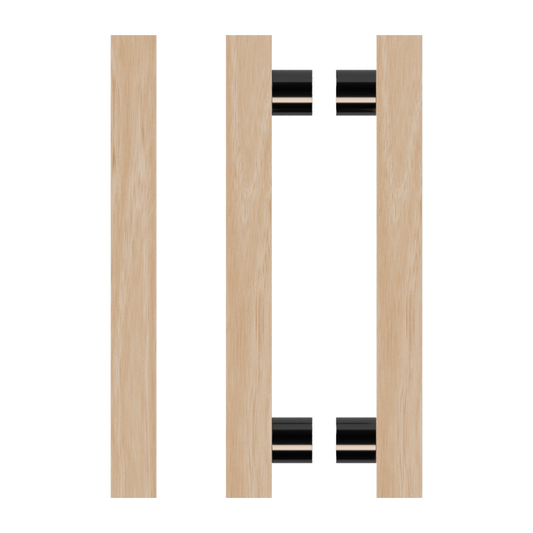 Pair T07 Timber Entrance Pull Handle, Victorian Ash, Back to Back Pair, CTC1000mm, H1200mm x 40mm x 40mm x Projection 85mm, Coated in Hard Wax (accentuates rich colours) in Victorian Ash / Satin Anodised Gun Metal