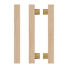 Pair T07 Timber Entrance Pull Handle, Victorian Ash, Back to Back Pair, CTC800mm, H1000mm x 40mm x 40mm x Projection 85mm, in Raw Timber (ready to stain or paint) in Victorian Ash / Satin Anodised Brass