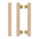Pair of T07 Timber Pull Handles in Victorian Ash by Style Finish Doorware, showcasing natural wood grain and sleek design.