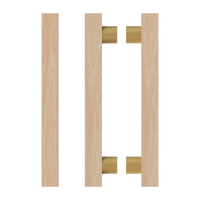 Pair of T07 Timber Pull Handles in Victorian Ash by Style Finish Doorware, showcasing natural wood grain and sleek design.