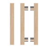 Pair T07 Timber Entrance Pull Handle, Victorian Ash, Back to Back Pair, CTC800mm, H1000mm x 40mm x 40mm x Projection 85mm, in Raw Timber (ready to stain or paint) in Victorian Ash / Satin Anodised Nickel