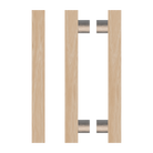 Pair of T07 Timber Pull Handles in Victorian Ash by Style Finish Doorware, showcasing sleek wooden door hardware design
