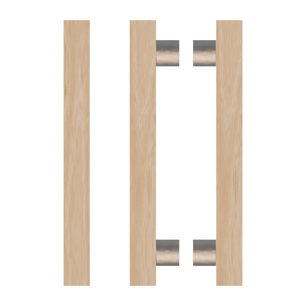 Pair T07 Timber Entrance Pull Handle, Victorian Ash, Back to Back Pair, CTC1000mm, H1200mm x 40mm x 40mm x Projection 85mm, Coated in Hard Wax (accentuates rich colours) in Victorian Ash / Satin Anodised Nickel