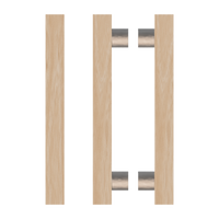 Pair of T07 Timber Pull Handles in Victorian Ash by Style Finish Doorware, showcasing sleek wooden door hardware design