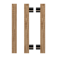 Pair of Style Finish Doorware T07 Timber Pull Handles in American Walnut with black accents, featuring sleek wood design.
