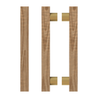Pair of T07 Timber Pull Handles in American Walnut by Style Finish Doorware, showcasing sleek wood grain and modern design