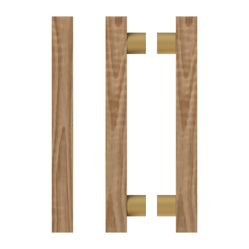 Pair T07 Timber Entrance Pull Handle, American Walnut, Back to Back Pair, CTC1000mm, H1200mm x 40mm x 40mm x Projection 85mm, Coated in Hard Wax (accentuates rich colours) in Black Walnut / Satin Anodised Brass