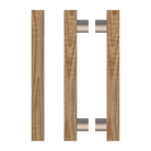 Pair of T07 Timber pull handles in American Walnut finish by Style Finish Doorware, featuring sleek modern design for doors.