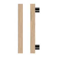 Single T07 Timber Pull Handle in Tasmanian Oak from Style Finish Doorware, showcasing its natural wood finish and sleek design.