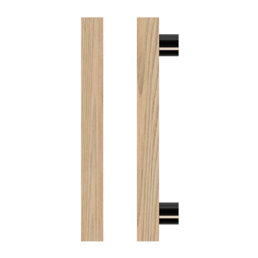 Single T07 Timber Entrance Pull Handle, Tasmanian Oak, CTC1000mm, H1200mm x 40mm x 40mm x Projection 85mm, Coated in Hard Wax (accentuates rich colours) in Tasmanian Oak / Satin Anodised Gun Metal