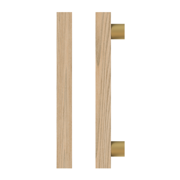 Single T07 Timber Entrance Pull Handle, Tasmanian Oak, CTC1000mm, H1200mm x 40mm x 40mm x Projection 85mm, Coated in Hard Wax (accentuates rich colours) in Tasmanian Oak / Satin Anodised Brass