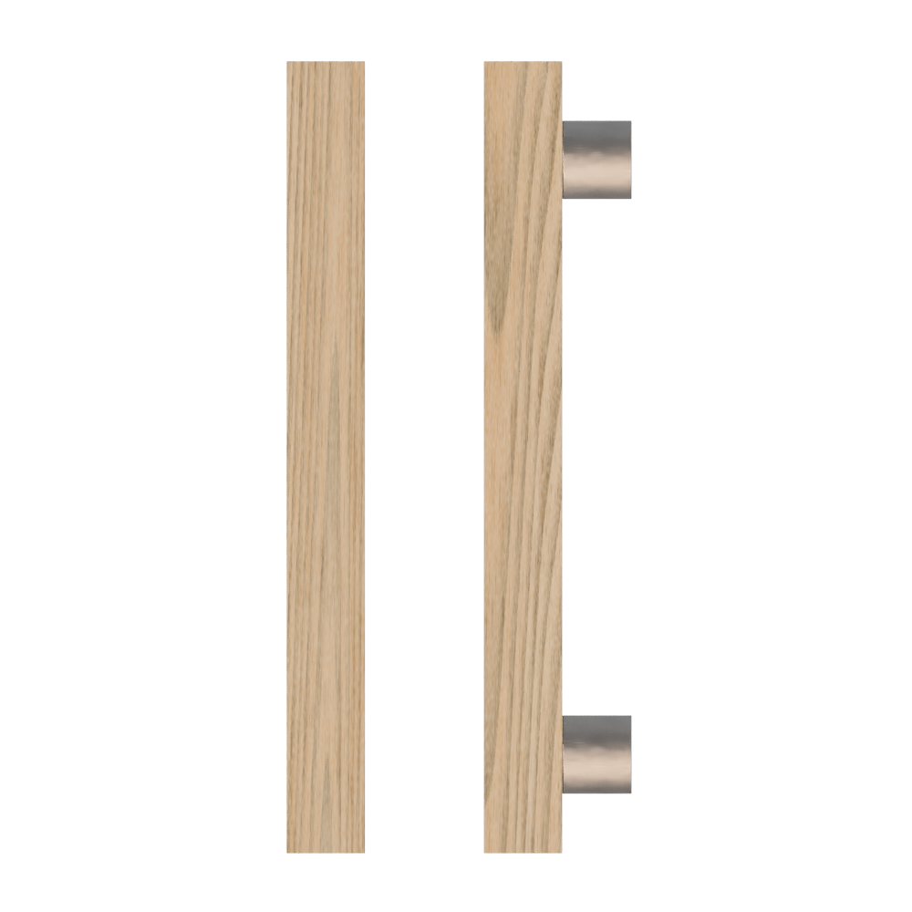 Timber pull handle in Tasmanian Oak by Style Finish Doorware, single T07 model mounted on door.
