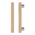 Timber pull handle in Tasmanian Oak by Style Finish Doorware, single T07 model mounted on door.