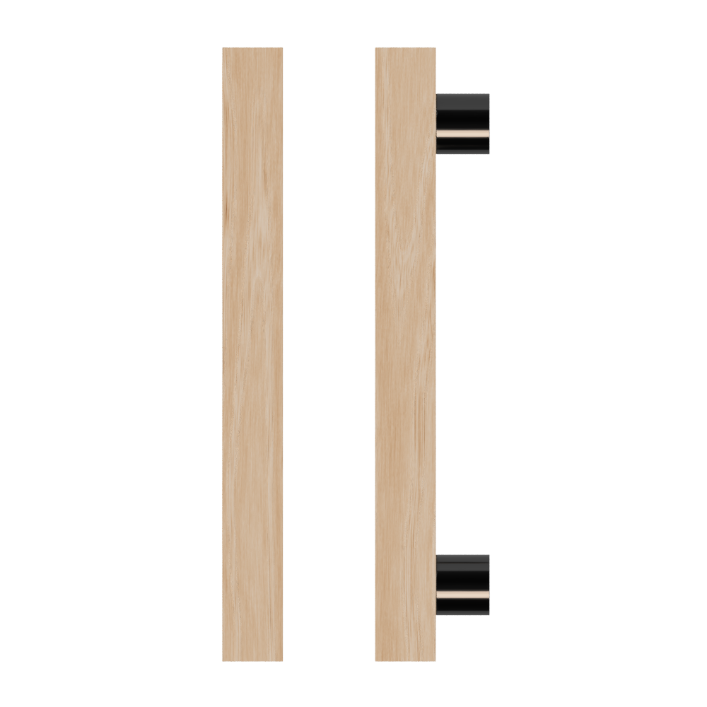 Single T07 Timber Entrance Pull Handle, Victorian Ash, CTC1000mm, H1200mm x 40mm x 40mm x Projection 85mm, Coated in Hard Wax (accentuates rich colours) in Victorian Ash / Satin Anodised Gun Metal