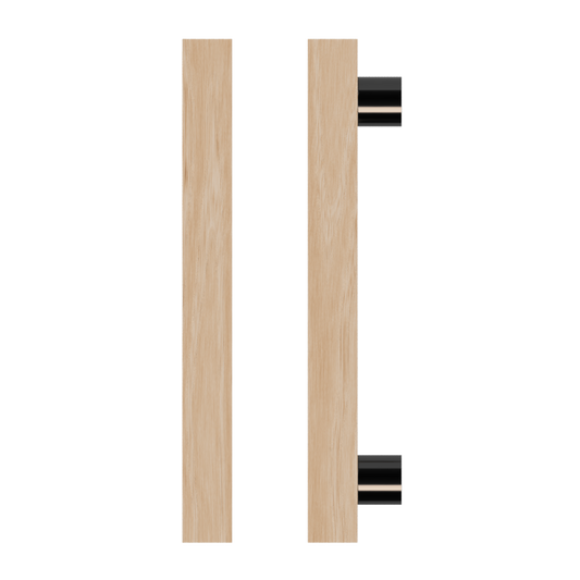Single T07 Timber Entrance Pull Handle, Victorian Ash, CTC1000mm, H1200mm x 40mm x 40mm x Projection 85mm, Coated in Hard Wax (accentuates rich colours) in Victorian Ash / Satin Anodised Gun Metal