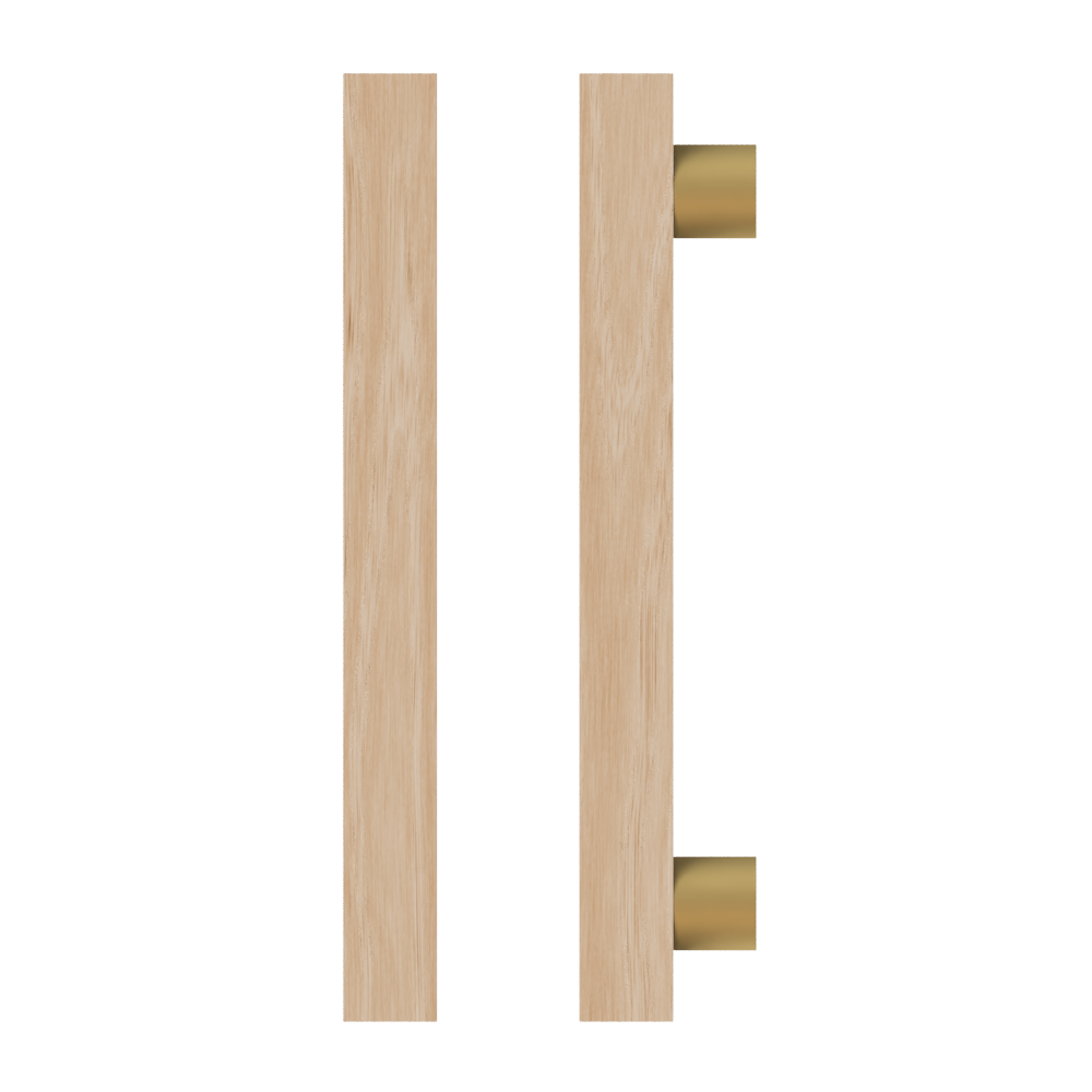 Single T07 Timber Entrance Pull Handle, Victorian Ash, CTC1000mm, H1200mm x 40mm x 40mm x Projection 85mm, Coated in Hard Wax (accentuates rich colours) in Victorian Ash / Satin Anodised Brass