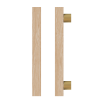 Single T07 Timber Entrance Pull Handle, Victorian Ash, CTC1000mm, H1200mm x 40mm x 40mm x Projection 85mm, Coated in Hard Wax (accentuates rich colours) in Victorian Ash / Satin Anodised Brass