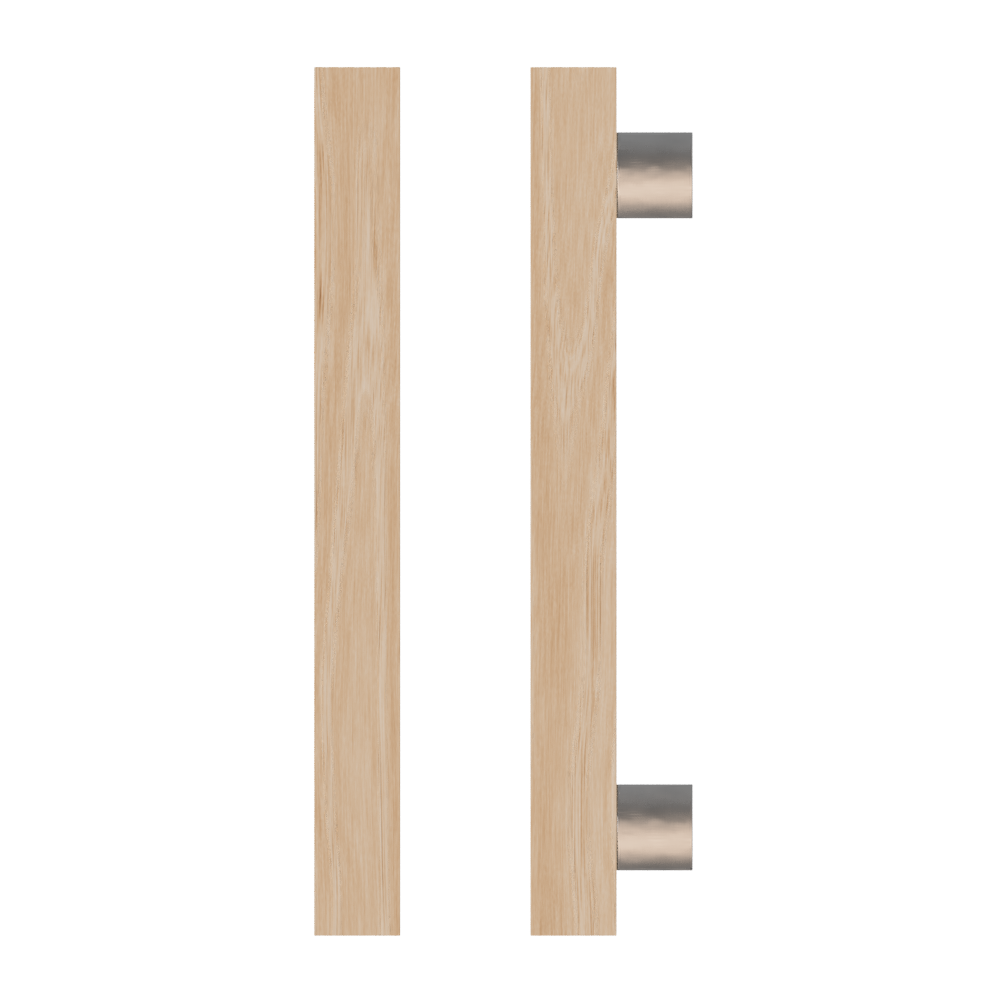 Single T07 Timber Entrance Pull Handle, Victorian Ash, CTC1000mm, H1200mm x 40mm x 40mm x Projection 85mm, Coated in Hard Wax (accentuates rich colours) in Victorian Ash / Satin Anodised Nickel