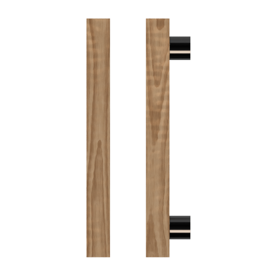 Single T07 Timber Entrance Pull Handle, American Walnut, CTC1000mm, H1200mm x 40mm x 40mm x Projection 85mm, Coated in Hard Wax (accentuates rich colours) in Black Walnut / Satin Anodised Gun Metal