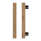Single T07 Timber Pull Handle in American Walnut by Style Finish Doorware, showcasing a sleek wooden door pull handle.