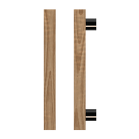 Single T07 Timber Pull Handle in American Walnut by Style Finish Doorware, showcasing a sleek wooden door pull handle.