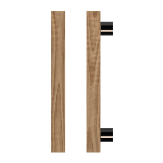 Single T07 Timber Entrance Pull Handle, American Walnut, CTC1000mm, H1200mm x 40mm x 40mm x Projection 85mm, Coated in Hard Wax (accentuates rich colours) in Black Walnut / Satin Anodised Gun Metal