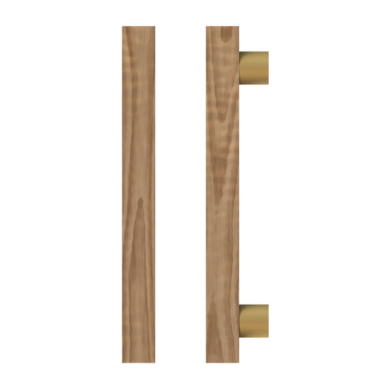 Single T07 Timber Entrance Pull Handle, American Walnut, CTC1000mm, H1200mm x 40mm x 40mm x Projection 85mm, Coated in Hard Wax (accentuates rich colours) in Black Walnut / Satin Anodised Brass