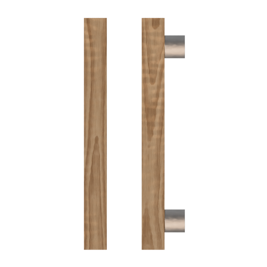 Single T07 Timber Entrance Pull Handle, American Walnut, CTC1000mm, H1200mm x 40mm x 40mm x Projection 85mm, Coated in Hard Wax (accentuates rich colours) in Black Walnut / Satin Anodised Nickel