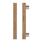 Single T07 Timber pull handle in American Walnut by Style Finish Doorware, showcasing its smooth, natural wood grain and sleek design.