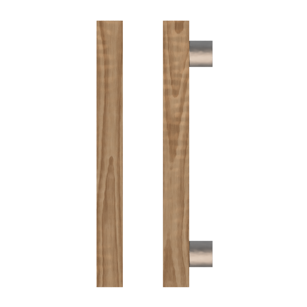 Single T07 Timber Entrance Pull Handle, American Walnut, CTC1000mm, H1200mm x 40mm x 40mm x Projection 85mm, Coated in Hard Wax (accentuates rich colours) in Black Walnut / Satin Anodised Nickel