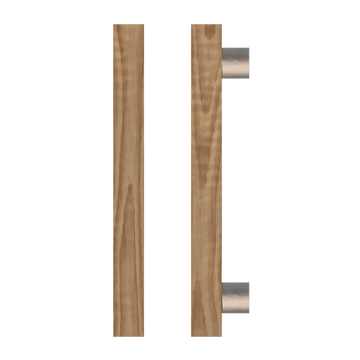 Single T07 Timber Entrance Pull Handle, American Walnut, CTC800mm, H1000mm x 40mm x 40mm x Projection 85mm, in Raw Timber (ready to stain or paint) in Black Walnut / Satin Anodised Nickel