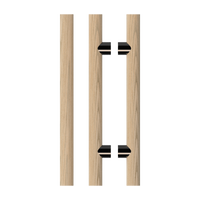Pair of T08 Timber pull handles in American Oak by Style Finish Doorware, showcasing smooth wooden finish and ergonomic design.