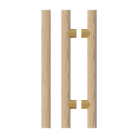 Pair of T08 Timber Pull Handles in Tasmanian Oak by Style Finish Doorware, showing smooth wooden surface and ergonomic design