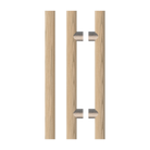 Pair of T08 Timber Pull Handles in American Oak from Style Finish Doorware, showcasing natural wood grain and sleek design.