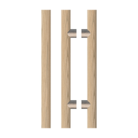 Pair of T08 Timber Pull Handles in American Oak from Style Finish Doorware, showcasing natural wood grain and sleek design.