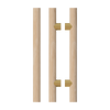 Pair T08 Timber Entrance Pull Handle, Victorian Ash, Back to Back Pair, CTC1000mm, H1200mm x Ø40mm x Projection 85mm, Coated in Hard Wax (accentuates rich colours) in Victorian Ash / Satin Anodised Brass