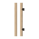 Stylish T08 Timber Pull Handle in Tasmanian Oak from Style Finish Doorware, showing a single sleek door handle on a wooden surface.