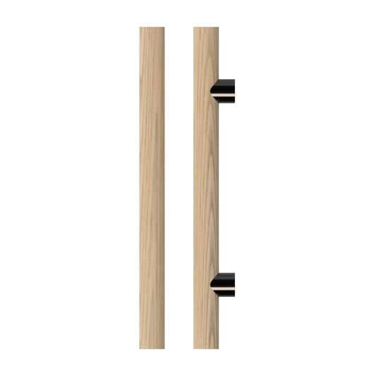 Single T08 Timber Entrance Pull Handle, Tasmanian Oak, CTC1000mm, H1200mm x Ø40mm x Projection 85mm, Coated in Hard Wax (accentuates rich colours) in Tasmanian Oak / Satin Anodised Gun Metal
