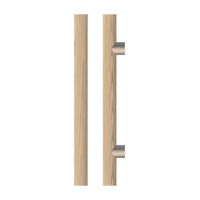 Single T08 Timber Pull Handle in American Oak by Style Finish Doorware, showing the smooth wooden finish and ergonomic design.