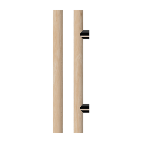 Single T08 Timber Entrance Pull Handle, Victorian Ash, CTC1000mm, H1200mm x Ø40mm x Projection 85mm, Coated in Hard Wax (accentuates rich colours) in Victorian Ash / Black