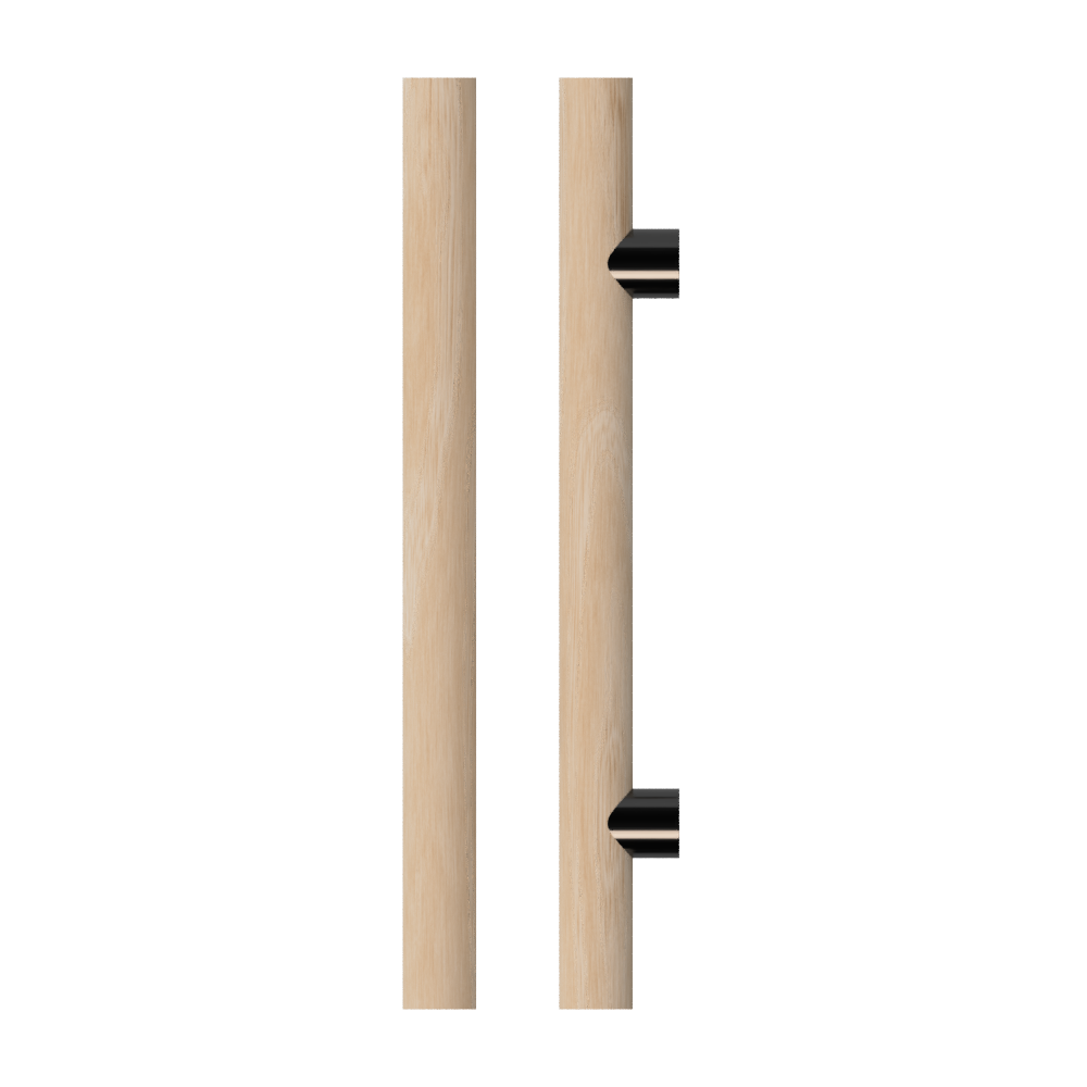 Single T08 Timber Entrance Pull Handle, Victorian Ash, CTC1000mm, H1200mm x Ø40mm x Projection 85mm, Coated in Hard Wax (accentuates rich colours) in Victorian Ash / Satin Anodised Gun Metal
