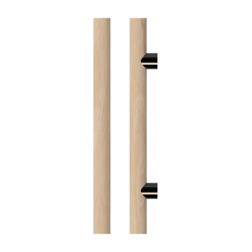 Single T08 Timber Entrance Pull Handle, Victorian Ash, CTC1000mm, H1200mm x Ø40mm x Projection 85mm, Coated in Hard Wax (accentuates rich colours) in Victorian Ash / Black