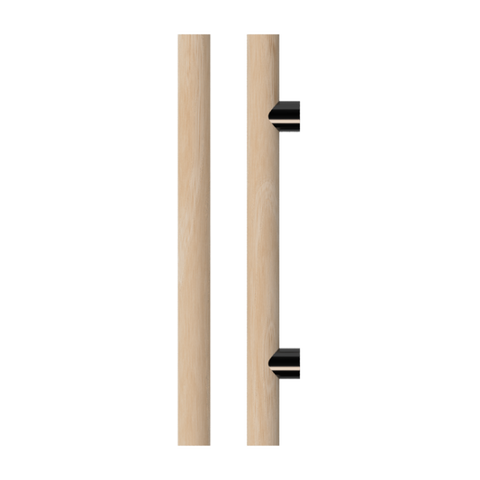 Single T08 Timber Entrance Pull Handle, Victorian Ash, CTC1000mm, H1200mm x Ø40mm x Projection 85mm, Coated in Hard Wax (accentuates rich colours) in Victorian Ash / Satin Anodised Gun Metal