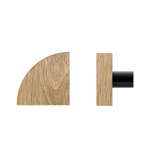 Single T10 Timber Entrance Pull Handle, American Oak, Radius 150mm x Projection 68mm, Coated in Hard Wax (accentuates rich colours) in White Oak / Powder Coat
