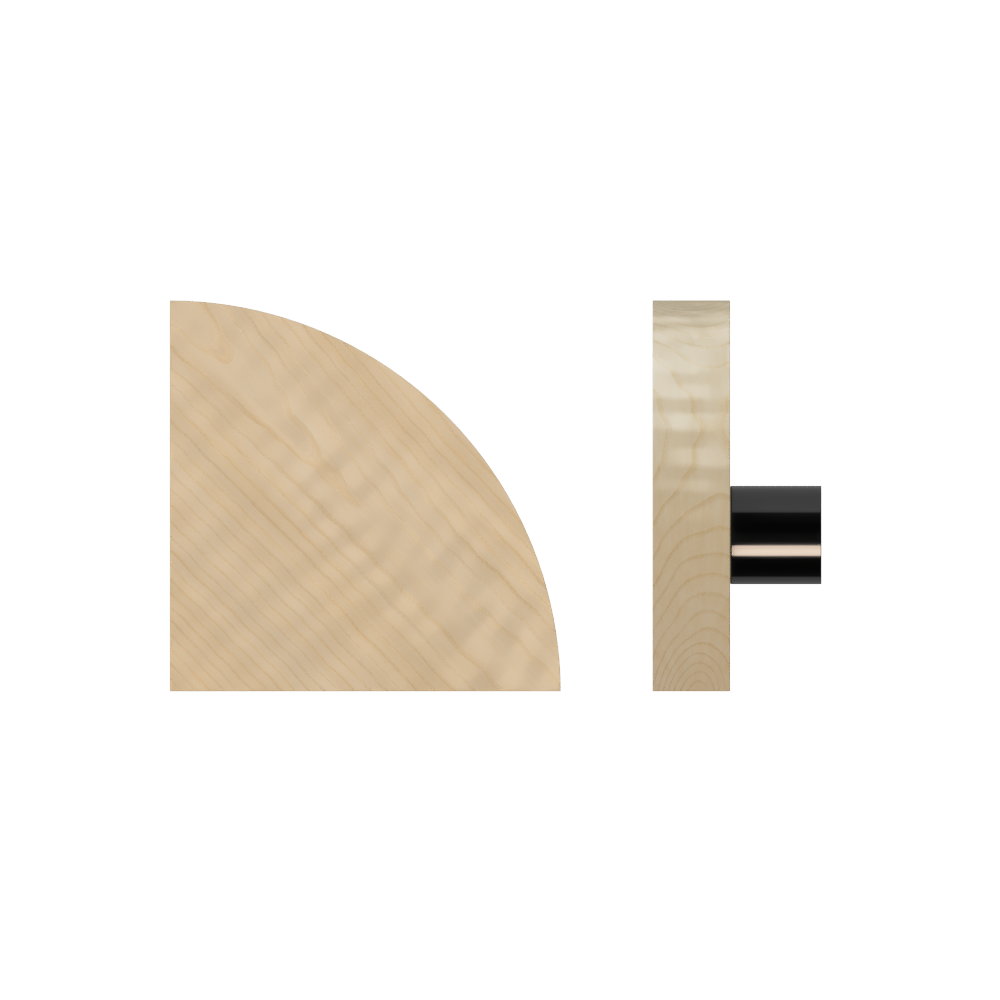 Single T10 Timber Entrance Pull Handle, American Oak, Radius 150mm x Projection 68mm, Coated in Hard Wax (accentuates rich colours) in White Oak / Satin Anodised Gun Metal