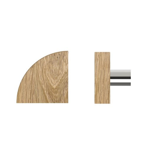 Single T10 Timber Entrance Pull Handle, American Oak, Radius 150mm x Projection 68mm, Coated in Hard Wax (accentuates rich colours) in White Oak / Polished Nickel