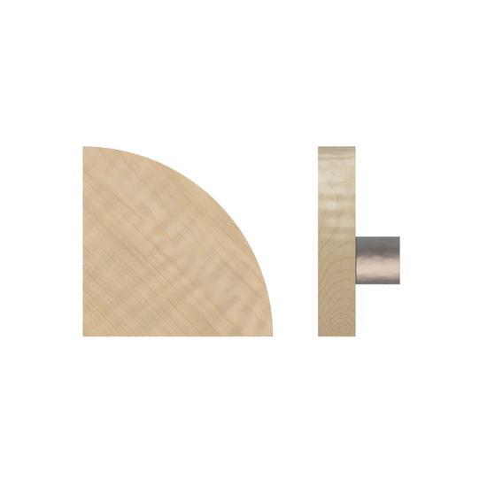 Single T10 Timber Entrance Pull Handle, American Oak, Radius 150mm x Projection 68mm, in Raw Timber (ready to stain or paint) in White Oak / Satin Nickel